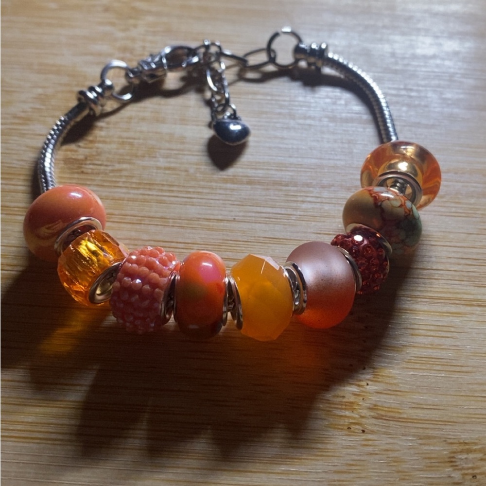 Orange European bead bracelet